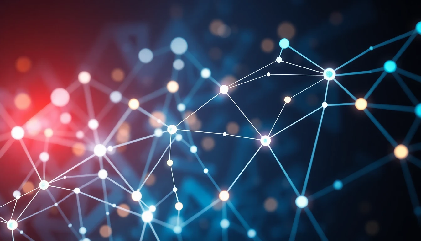 Abstrakte Darstellung von Netzwerkknoten und Datenmustern.